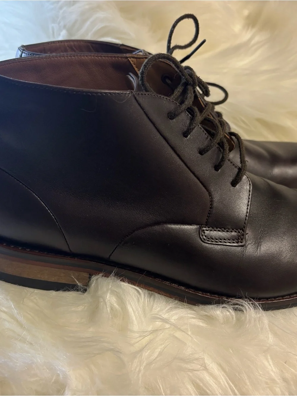 Bostonian Men's Brown Leather Chukka Boots Lace Up Ankle Casual Rubber Sole‎